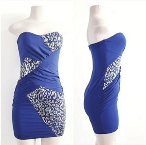 Royal blue gold dress